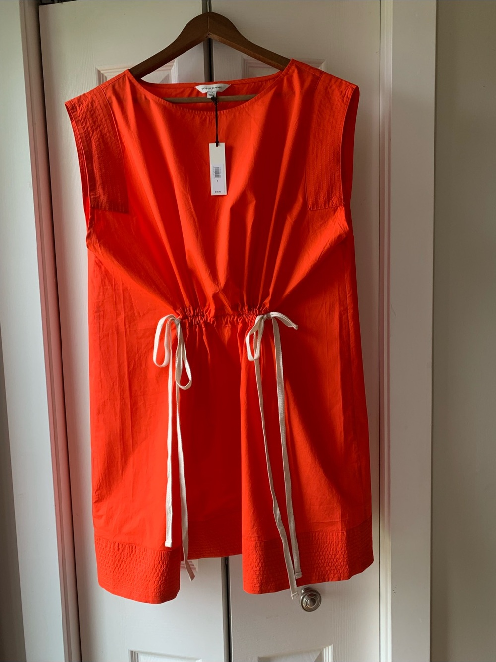 Banana Republic Women's Orange Drawstring Waist Sleeveless Dress